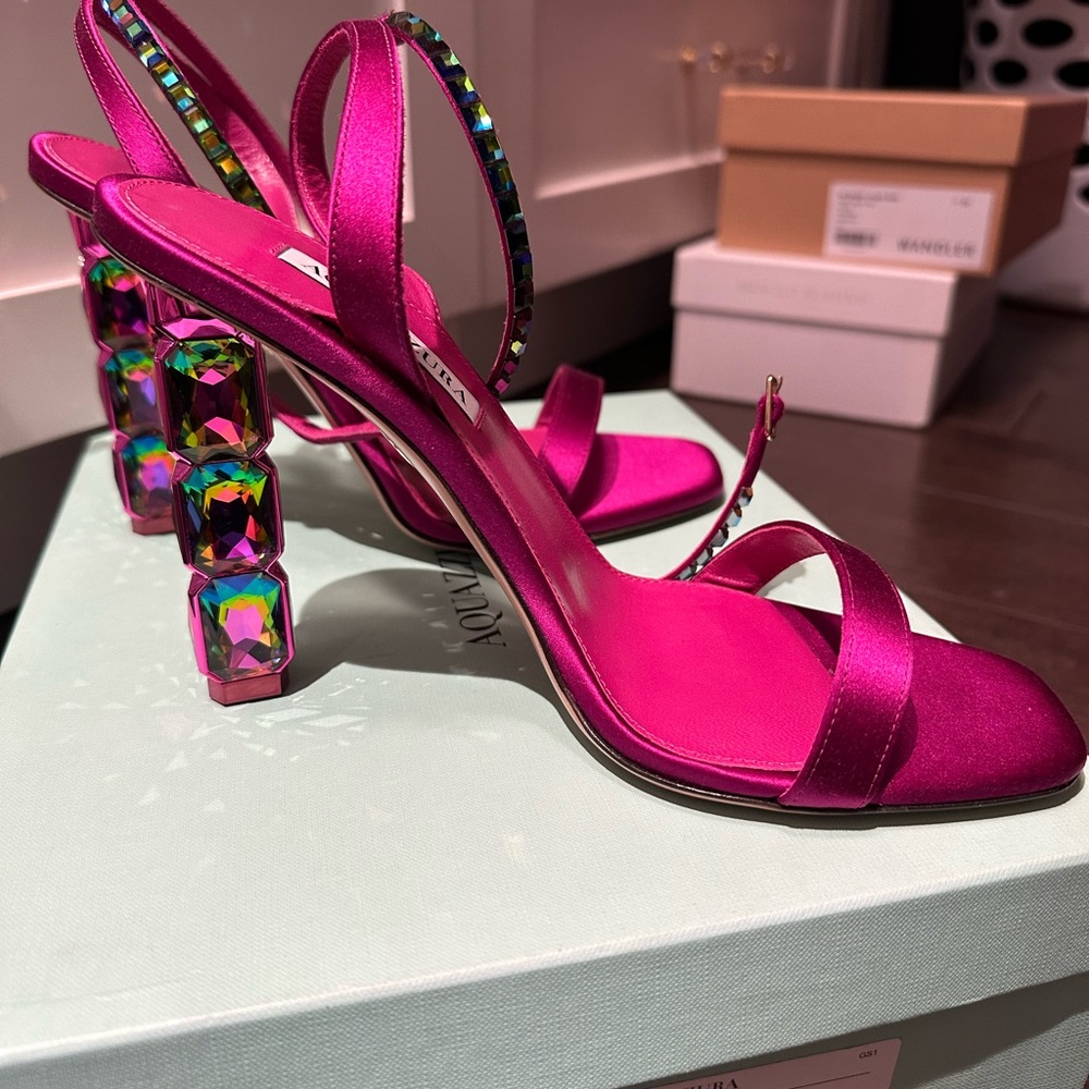 Aquazzura Aura Embellished Satin Sandals